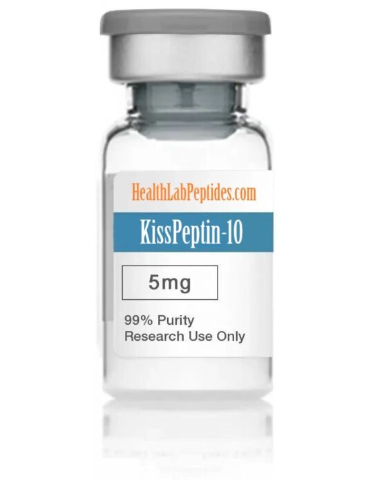 Kisspeptin-10 is a synthetic peptide, which is a chain of amino acids. It is also known as Kiss1 peptide or Metastin. Kisspeptin-10 is a fragment of the Kiss1 protein, which is a naturally occurring protein in the body. The Kiss1 protein and its fragments, including Kisspeptin-10, have been studied for their potential roles in various biological processes. Kisspeptin-10 is often used in research settings to study its potential effects on various cellular and molecular pathways. It is also used as a research tool to help scientists understand the underlying mechanisms of certain biological processes. Kisspeptin-10 is available as a research chemical, and it is not approved for human use or therapeutic applications. It is essential to handle and use Kisspeptin-10 in accordance with proper laboratory protocols and safety guidelines. Please note that HealthLabPeptides is not making any claims about the potential benefits or effects of Kisspeptin-10. Any information provided is for general purposes only and should not be taken as advice or guidance.