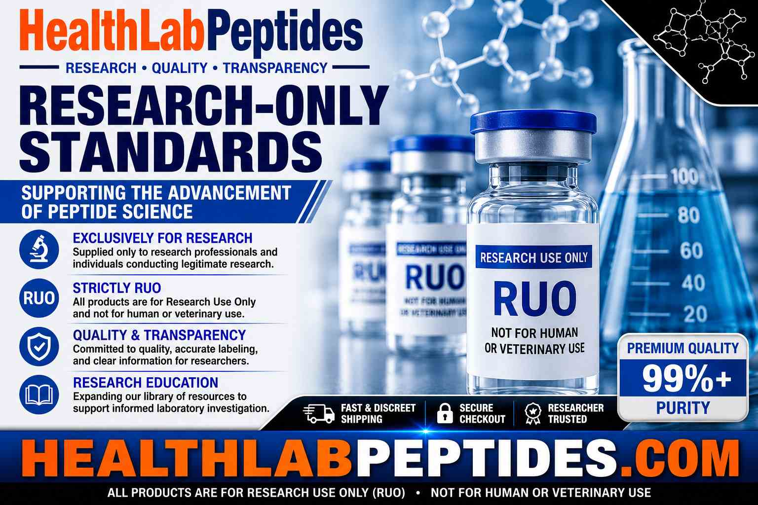 HealthLab Peptides research-only peptide standards